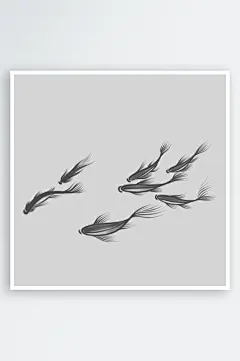 金鱼鲤鱼插图中国风水墨画手绘艺术小鱼设计-众图网