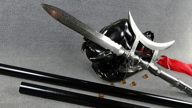 龙泉剑宝剑兵器单耳方天画戟影视道具武术装备十八般兵器未开刃淘宝网