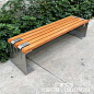 户外不锈钢长凳子菠萝格防腐木塑木椅室外三人长条凳公园成品坐凳