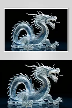 AI数字艺术龙年冰雕雕塑模型