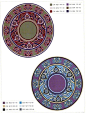 中国传统敦煌图案与配色 ，附有色值 ​​​​。