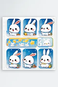 数字艺术卡通兔子贴纸表情动漫表情包-众图网