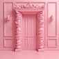 pink pastel door 3d background, overexposure--ar 9:16