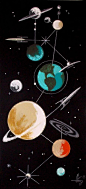 EL GATO GOMEZ PAINTING RETRO 60S 1950S SPACE SHIP SCI-FI SCIENCE PULP ART ROCKET #Modernism