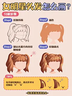 插画教程|✅4步学会12款女明星头发刻画✨