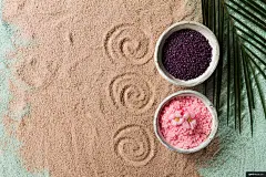 温泉盐 鲜花 产品 美容化妆品 化妆品 场景背景 时尚摄影图片图片壁纸