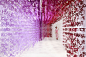 140,000 Pieces of Paper Form a Colorful 'Universe of Words' Installation by Emmanuelle Moureaux : Tokyo-based French architect Emmanuelle Moureaux (previously) recently hung 140,000 pieces of paper from the ceiling to create rainbow passageways in celebra