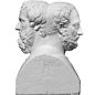 双头像方碑 修昔底德与希罗多德 历史学家头像 学者石膏像 男人头像 老人头像 - 雕塑模型 蛮蜗网