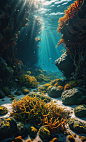 00163-3493818632-instagram photo,Hyperrealism,cinematic,realistic,4K,bright light and shadow,Cinematic light,under water,there is a lot of seawee