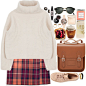 A fashion look from September 2016 featuring loose long sleeve shirt, red tartan skirts and urban footwear. Browse and shop related looks.