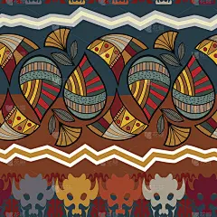 无缝图案与水牛头和莲花