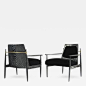 Pair of Scandinavian Modern Armchairs in Black Ceruse