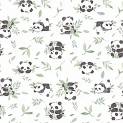 熊猫竹子  - 源文件下载【酷图网】数码印花,熊猫,竹子,竹叶,国风,国宝,笔刷,渐变,彩绘,婴幼儿服饰