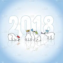2018年冰河年前，四只北极熊在狂欢