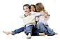 人,衣服,影棚拍摄,棕色头发,快乐_90046997_little brother with two sisters_创意图片_Getty Images China