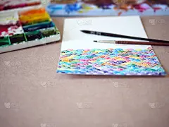 波浪水彩画艺术班工作坊色彩背景创意艺术家教育生活休闲爱好绘画工作室插画设计选择性重点