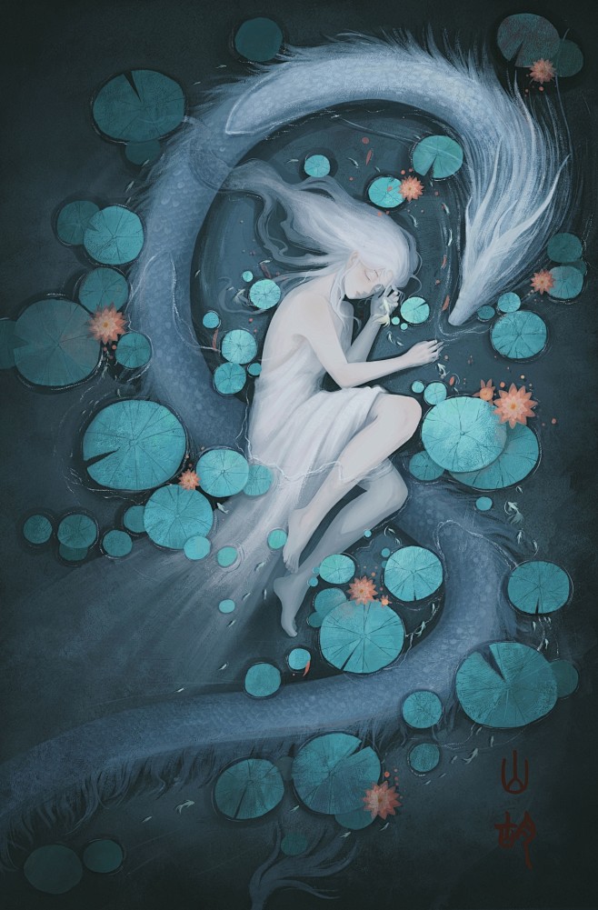 梦中遇蛟龙_-山胡-__插画师作品_涂鸦...