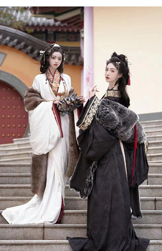 新款汉服女战国袍魏晋制南北朝交领复原直裾拖尾襦裙宫廷古装秋冬-淘宝网-花瓣网