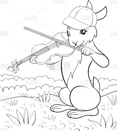 可爱的,进行中,儿童,兔子,乱画,分离着色,轮廓,白色,着色,冥想