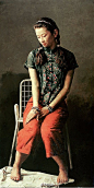 【油画】刘昕人物油画作品——刘昕，1957年生，毕业于湖北美术学院。武汉画院签约画家。1994年油画作品《楚姑》入选第八届全国美展，2004年油画作品《家园》入选全国第十届美术作品展览。