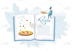 比萨饼,配方,绘画插图,空白的,食谱,热,请柬,菜单,小的,自制的