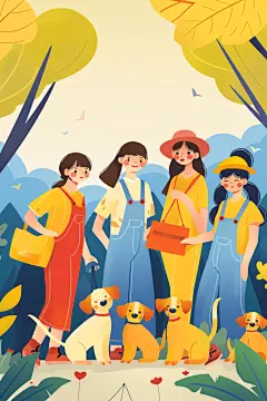 扁平化欢乐青年五四青年节人物插画