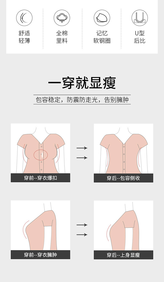 【商场同款】贵夫人抹胸薄款软钢圈内衣调整...