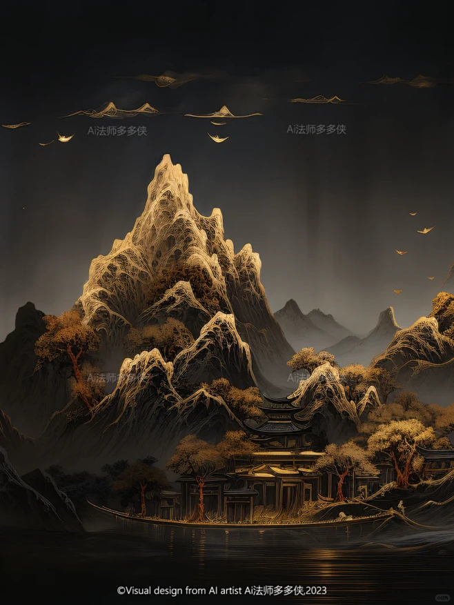 东方美学-鎏金山水|国风山水风景背景图 - 小红书-花瓣网