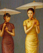 【旗袍·油画】凝固在画面上的那些中国古典美人们