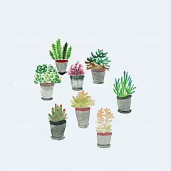 png格式植物花卉手绘素材  - 源文件下载【酷图网】插画,卡通,花型,手绘,盆栽,植物,花卉,素材,插图,花朵,多肉,