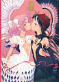 akemi_homura cleavage dress kaname_madoka puella_magi_madoka_magica tagme ultimate_madoka underboob wings yuri