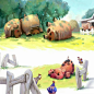 迪士尼画师  Marco Bucci  绘制农村里猪猪的故事插画
