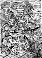 手绘创意黑白装饰画/插画