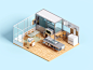 Modern Kitchen room modern kitchen interior architecture minimal render voxel 3d illustration