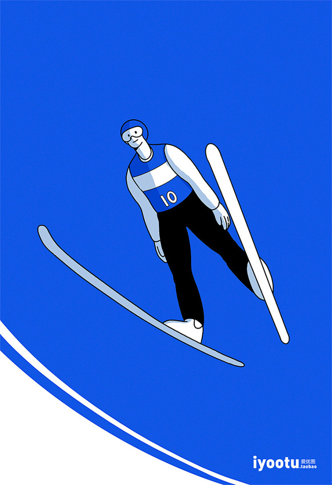 冬季冰球滑雪雪上运动手绘插画简画_PNG...