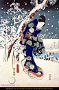 §§§ : Snow Scene in the Garden of a Daimyo : Ando Hiroshige
