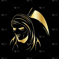 黑暗镰刀手,黄金,商务,怪异,暗色,魔鬼,品牌名称,剪影
