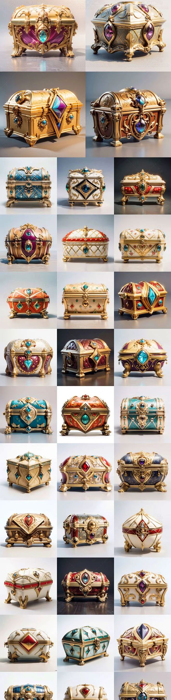 游戏宝箱设定素材 精美宝箱插画参考临摹图 手游UI美术设计资源-淘宝网-花瓣网