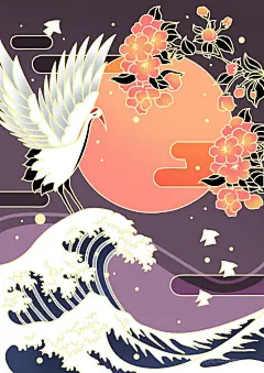 最新浮世绘风格插画手机壁纸