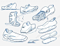 手绘蓝色线稿球鞋 元素 免抠png 设计图片 免费下载 页面网页 平面电商 创意素材