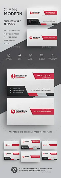 干净的名片模板-公司名片Clean Business Card Template - Corporate Business Cards黑色、商业名片,电话,卡,干净、企业、有创造力,设计师,水平,个人、现代、名称、个人、专业、psd,红色,简单,时尚,风格,时尚,模板,独特,verazo,访问,白色 black, business, business card, call, card, clean, corporate, creative, designer, horizontal, individual
