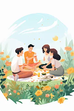 学生放暑假漫画风毕业旅游插画