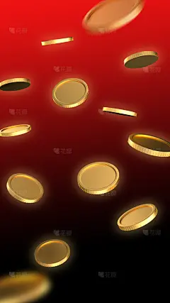 开门红现代简约立体金币渐变背景