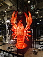 玻璃钢发光螃蟹雕塑仿真动物龙虾模型摆件门头招牌装饰品灯箱壁挂