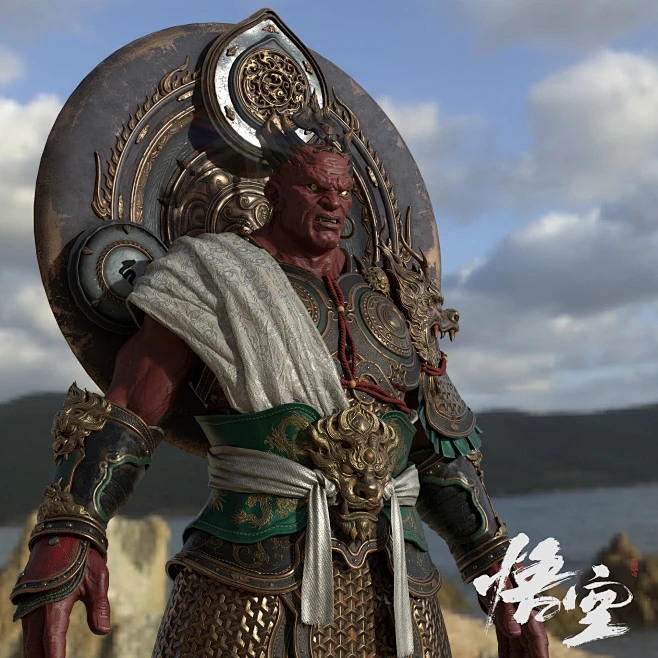 wukong Character Modeling_广目天王-花瓣网