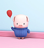 可爱卡通3D立体金猪萌猪形象猪2019新年插画PSD平面设计广告素材