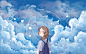 唯美背影天空插画海报