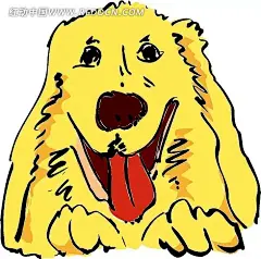 伸着舌头的黄色小狗手绘头像插画|动物|动物图片|狗|卡通动物|卡通画|卡通形象|免费下载|矢量素材|手绘|小狗