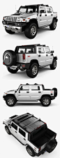 2014悍马Hummer H2 SUT皮卡版越野车3D模型（OBJ,FBX,MAX,C4D,LWO） 