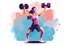 运动简约健美扁平风插画